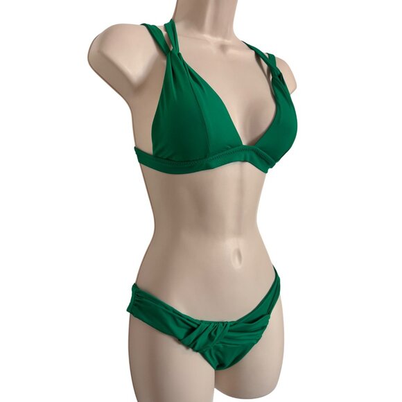 Becca Milani Hipster Two Piece Size XS/S Green Swim Bikini NWT $142 Removable Pa - Picture 2 of 7